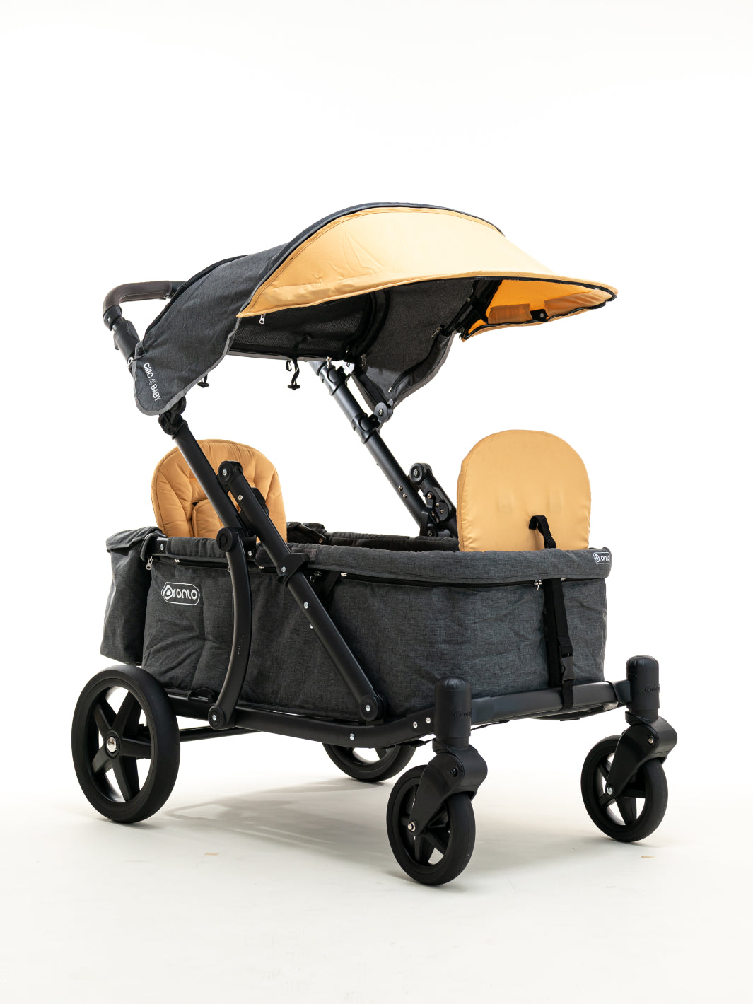 yellow double stroller Pronto One Stroller - Ginger Yellow with black frame